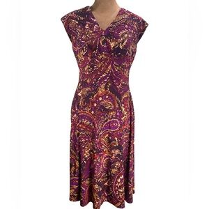Chaps Fit & Flare Sleeveless V-Neck‎ Dress XS Stretch